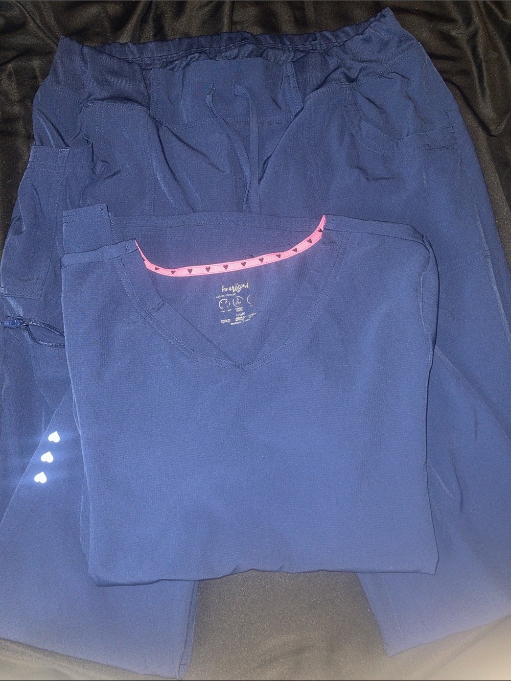 Women’s navy HeartSoul scrub set Large